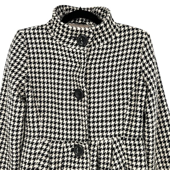 bitten by Sarah Jessica Parker Houndstooth Coat Black White Size Medium - Picture 3 of 10